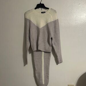 Express Gray and Cream Sweater Set
